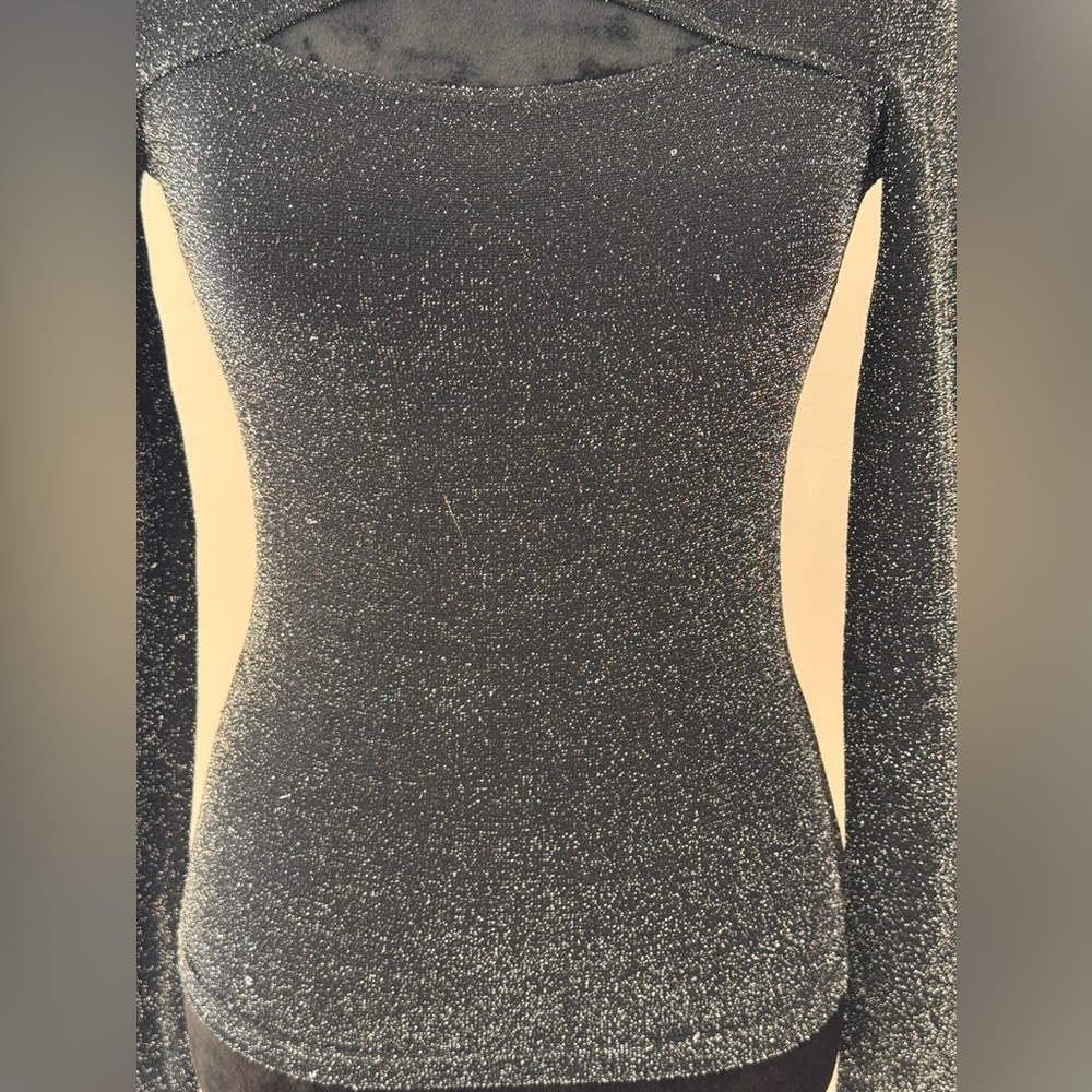 By choice California ladies Elegant Black Glitter pullover top size M 90s stretc - Picture 2 of 16